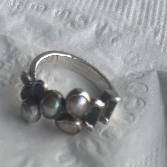 Elegant Silver, Pearl, Tourmaline Ring, Handmade, Hallmarked 999 - Picture 5 of 7